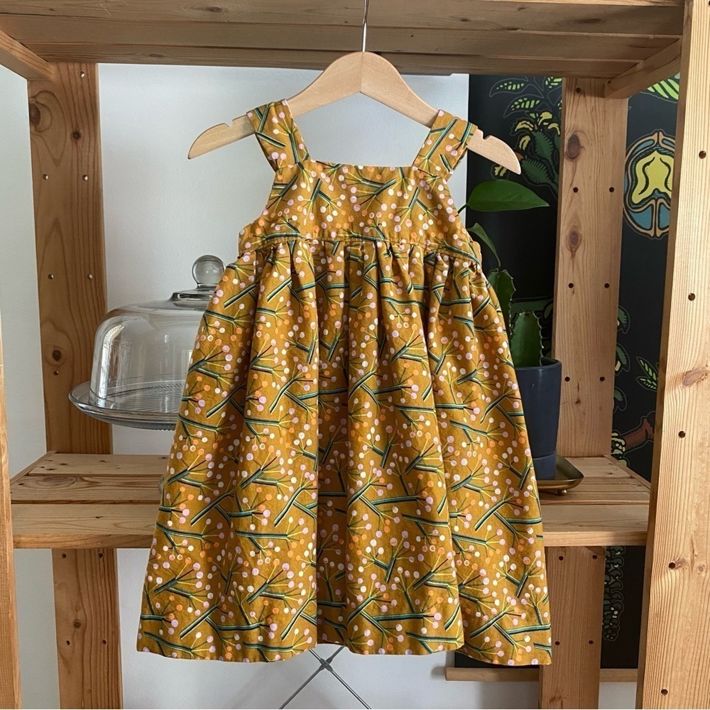 Piccadilly Bespoke Mustard Yellow Pink Floral Print Beckett Dress 2t - Picture 8 of 16
